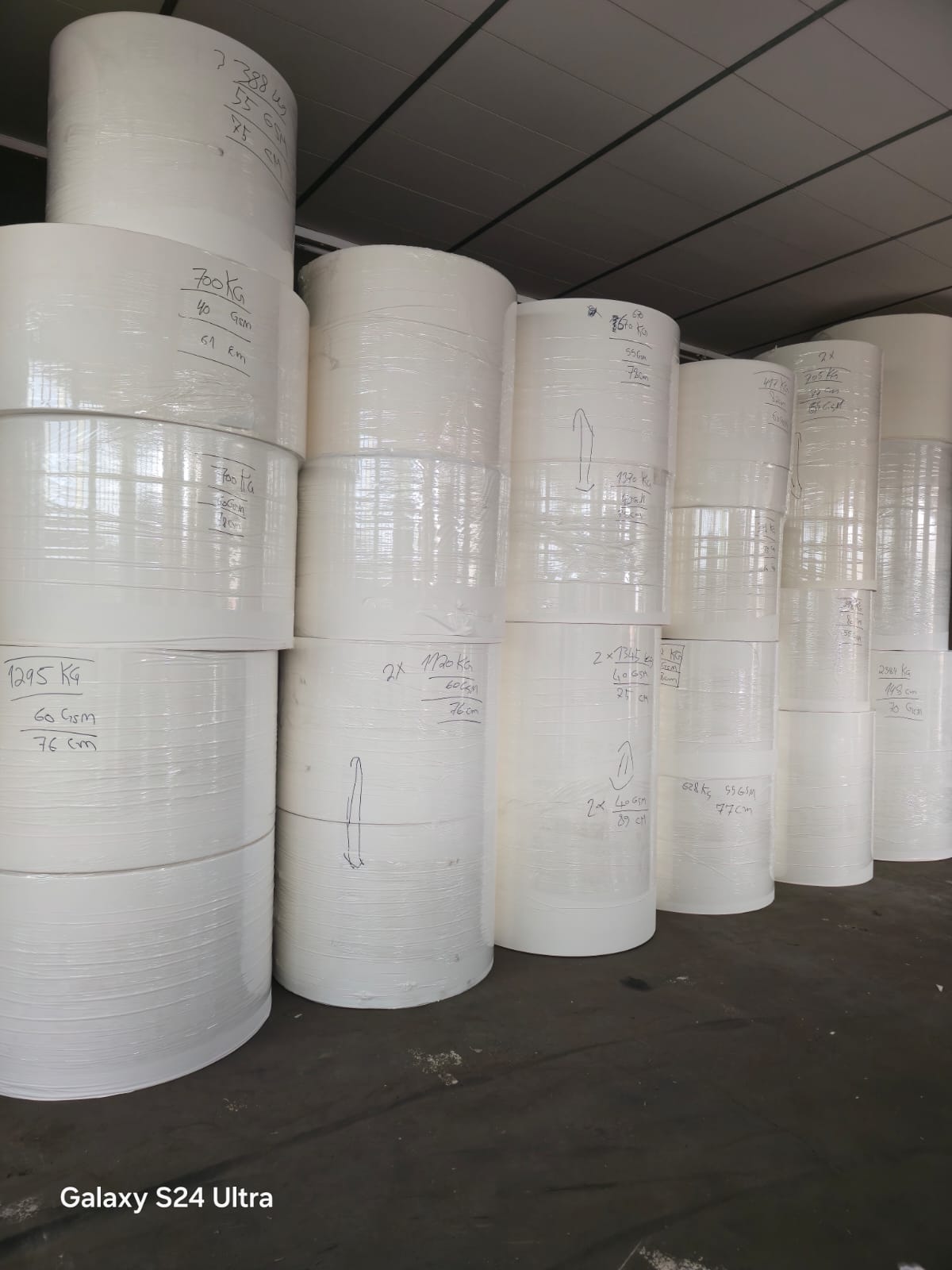 Wrapped clean white paper rolls